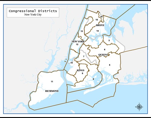 Carte des circonscriptions de la ville de New York pour le Congrès